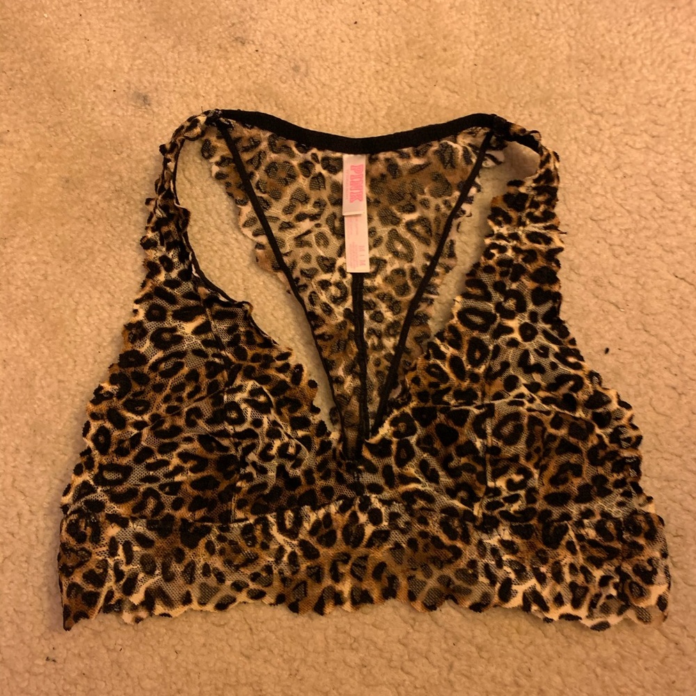 PINK Lace Cheetah Print Bralette